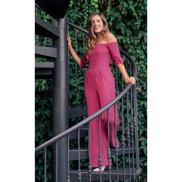 Gal Meets Glam Pants - NEW Gal Meets Glam Meredith Off Shoulder Jumpsuit